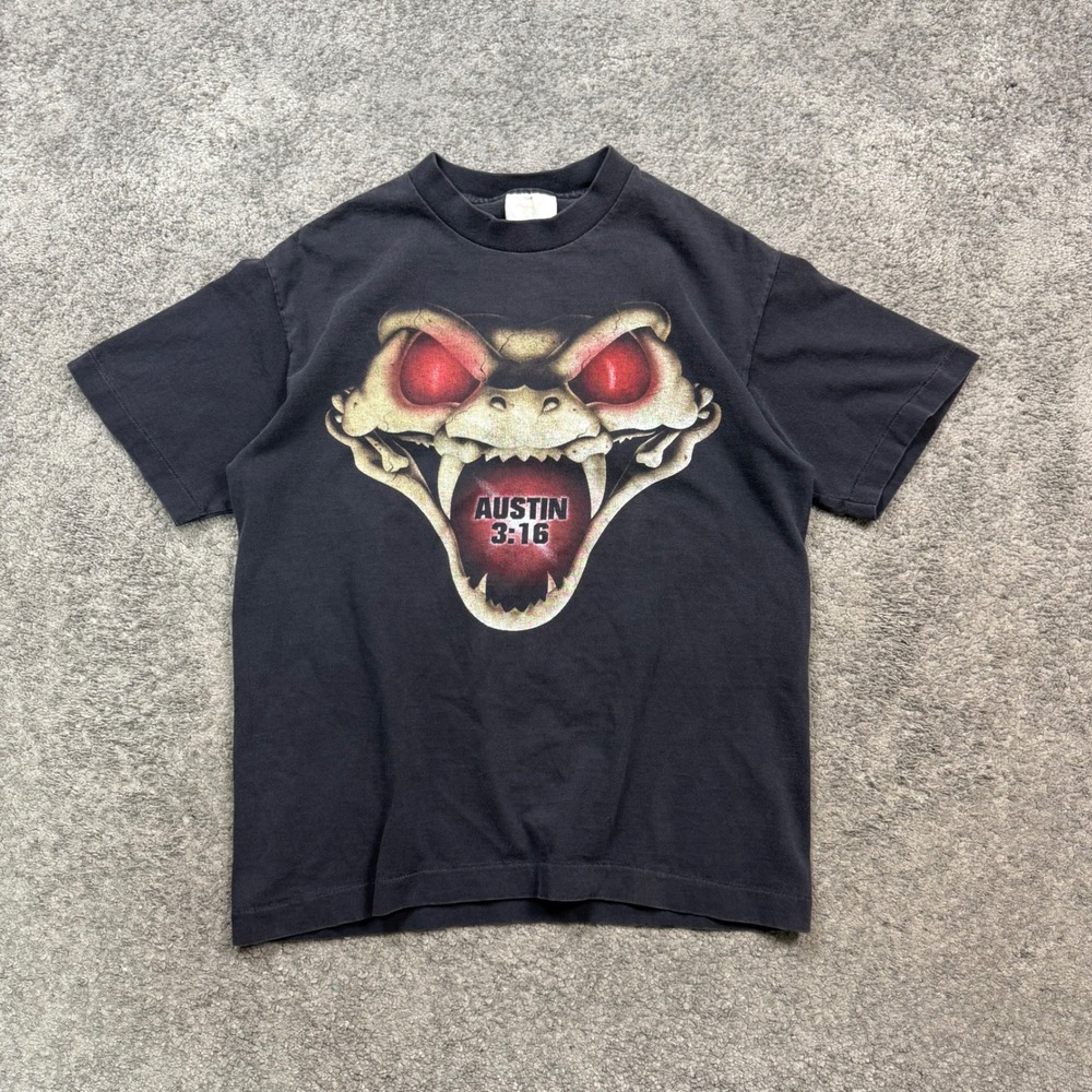 Vintage 1998 Stone Cold Steve Austin 3:16 WWF T-Shirt Black Small Wrestling Tee